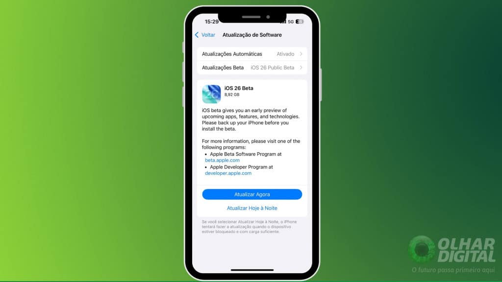 iOS 26 entra em beta público com nova interface Liquid Glass e funções de IA - Imagem do artigo original