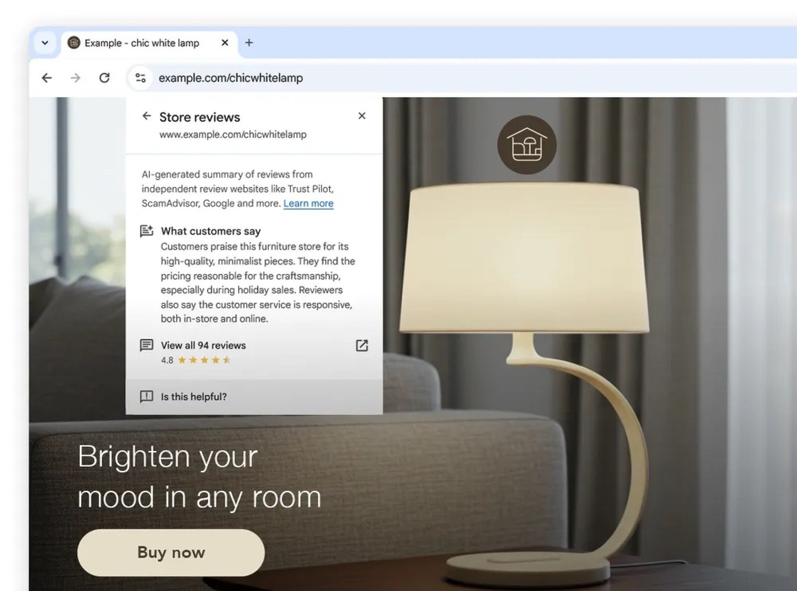 Google Chrome passa a exibir avaliações de lojas para ajudar usuários a conferir se o site é confiável - Imagem do artigo original