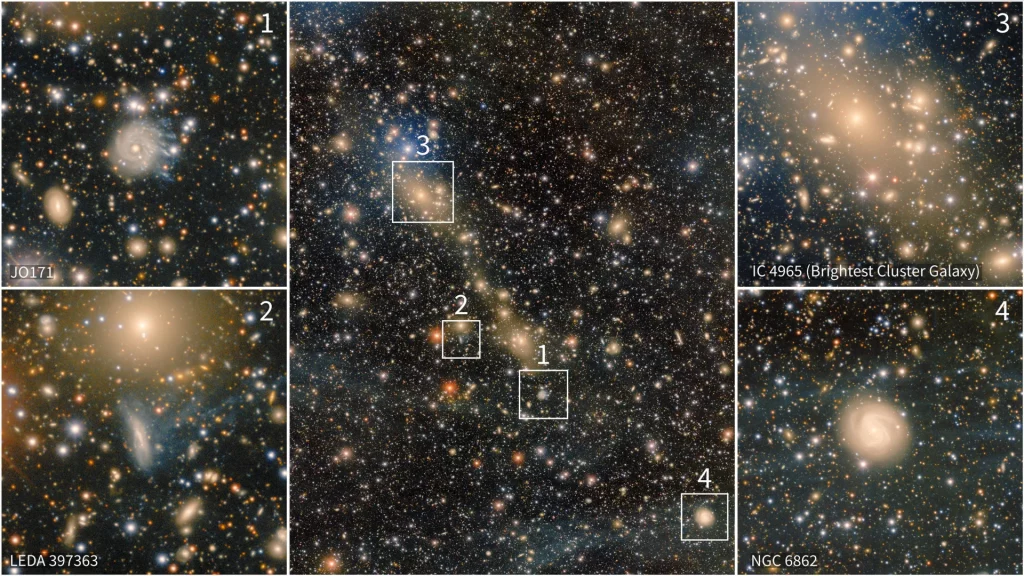 Ponte de estrelas evidencia “cabo de guerra” entre galáxias a 700 milhões de anos-luz - Imagem do artigo original