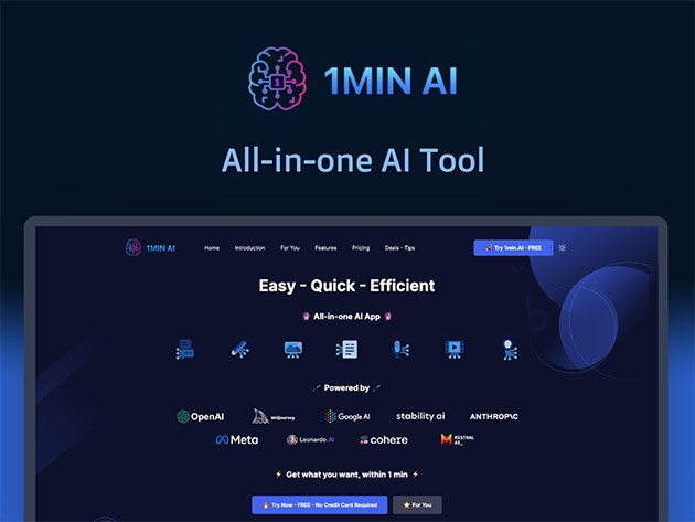 Plataforma 1min.AI oferece acesso vitalício a principais modelos de IA com 85% de desconto - Imagem do artigo original